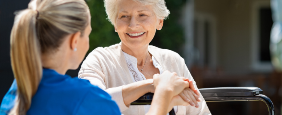 Nurse Outside with Older Patient