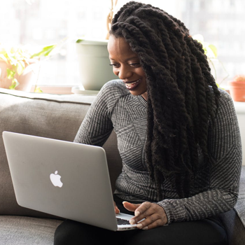 Woman using laptop